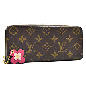 Louis Vuitton Portefeuille Wallet Clemence Long Flower Leather Brown